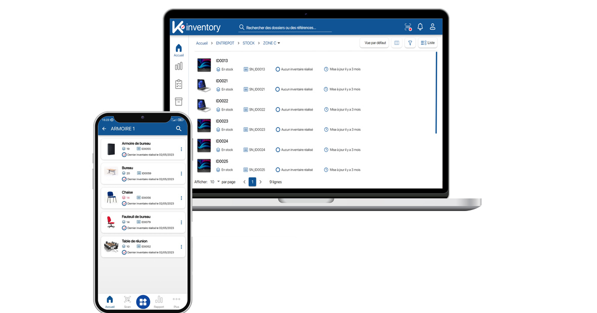 Gestion du matériel informatique dans K inventory mobile et desktop