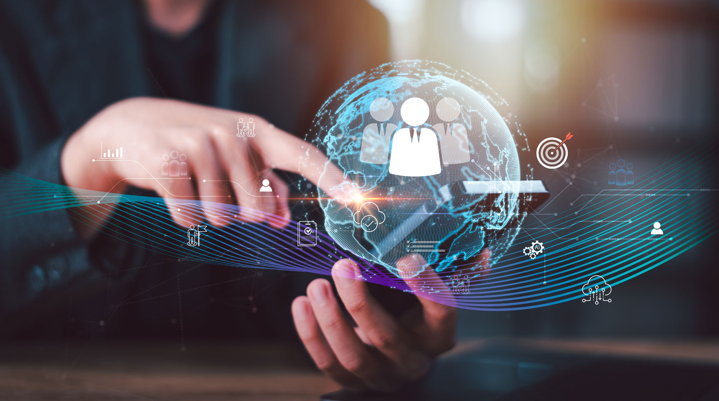 Constellation abstraite de points lumineux interconnectés symbolisant un écosystème logiciel intégré pour la gestion de flotte